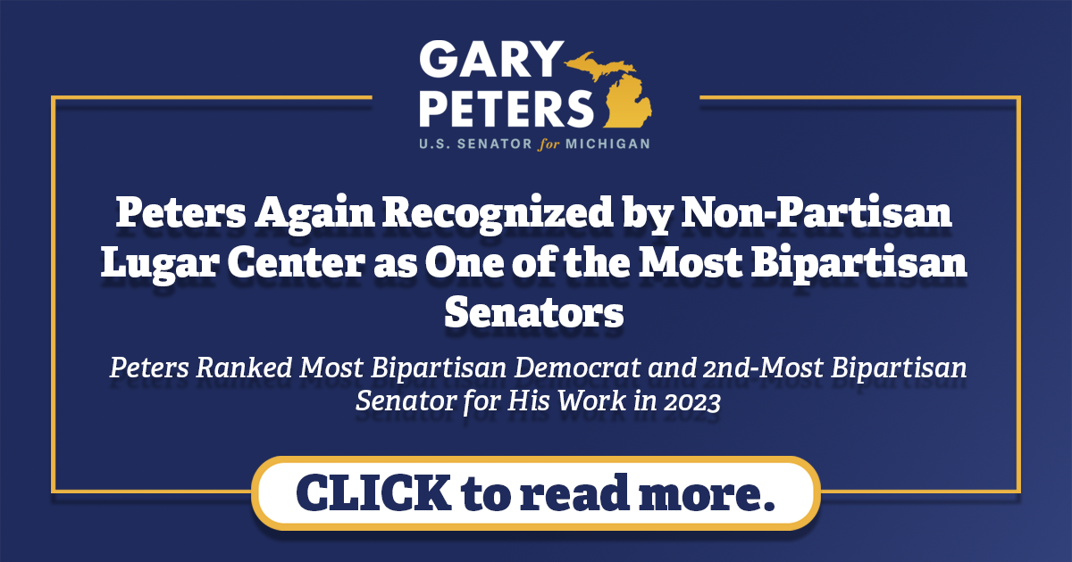 Peters Again Recognized By Non Partisan Senator Gary Peters